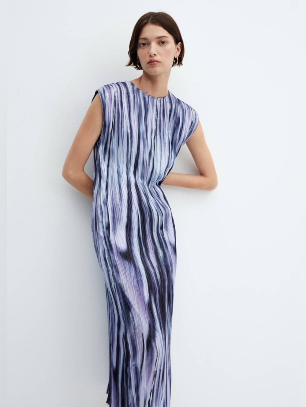 MANGO TIE-DYE PLEATED DRESS
